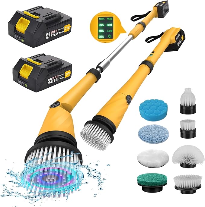 qimedo Battery Electric Tile Floor Scrubber Brushes Heads, 8-in-1 Electric Spin Scrubber Replacement Brush Heads for qimedo, Leebein, Keimi, Alloyman, Bomves, YKYI, BEI & Hong