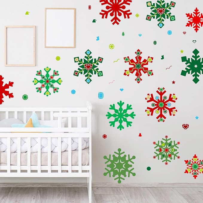 Zonon 24 Pieces Holiday Snowflake Craft Kit Winter DIY Hanging Craft Ornaments Snowflake Kit for Christmas Tree Home Activity Decorations(Red, Green)