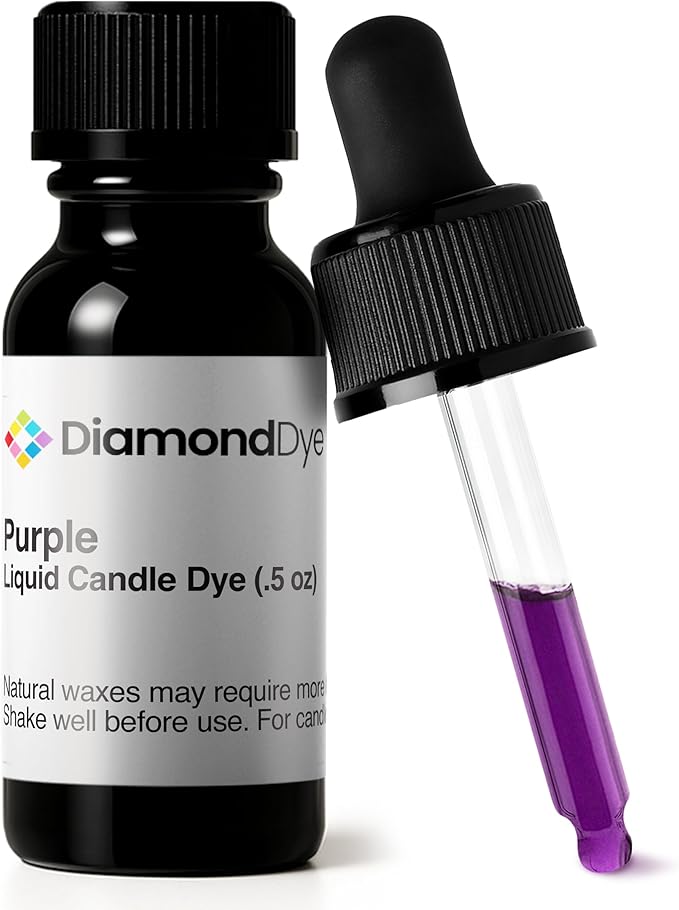 Purple Liquid Candle Dye (.5 oz) - Made in the USA - Safe and Easy to Use - Pure and Simple Ingredients - Candle Making Supplies for Soy, Paraffin, Palm or Gel Wax - 10 Vibrant Colors to Choose from