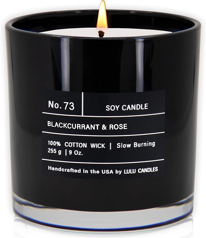 Lulu Candles | Blackcurrant & Rose | Smells Musky & Floral | Luxury Scented Soy Jar Candle | Hand Poured in The USA | Highly Scented Long Lasting (9 Oz.)