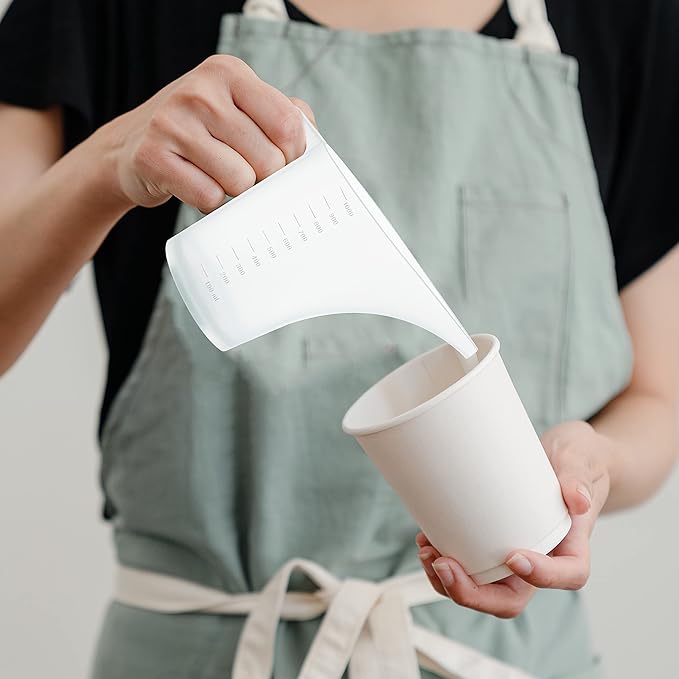 Funnel Pitcher for Soap Making, Large Capacity Easy Pour Container with Long Spout, Soap Making Supplies, Bakeware Mold, Candle, Microwave Safe, 4 Cups, 32 Ounces, 1000 ml - Set of 3