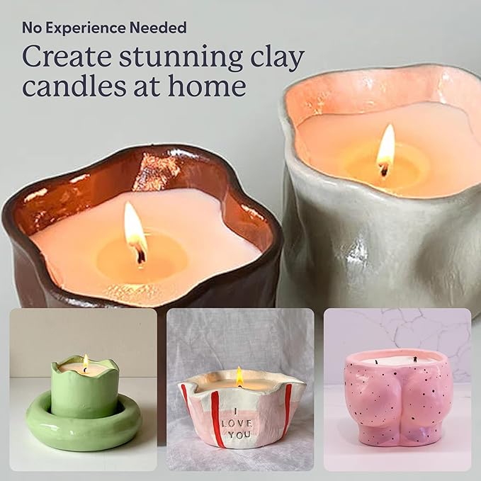 Sculpd Candle Making & Pottery Kit - Complete Art Set: Includes Air Dry Clay, Soy Wax, Fragrance & Tools - DIY Arts & Crafts Gift for Adults, Teens, Men & Women Crafting Supplies (Orange Ginger)