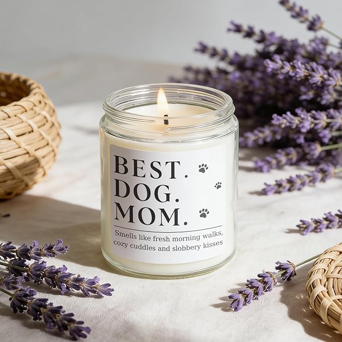 Dog Mom Gifts for Women, Unique Dog Mom Lovers Gift for Her Girlfriend Sister Bestie Wife, Funny Mothers Day Present Ideas - Lavender Scented Candle