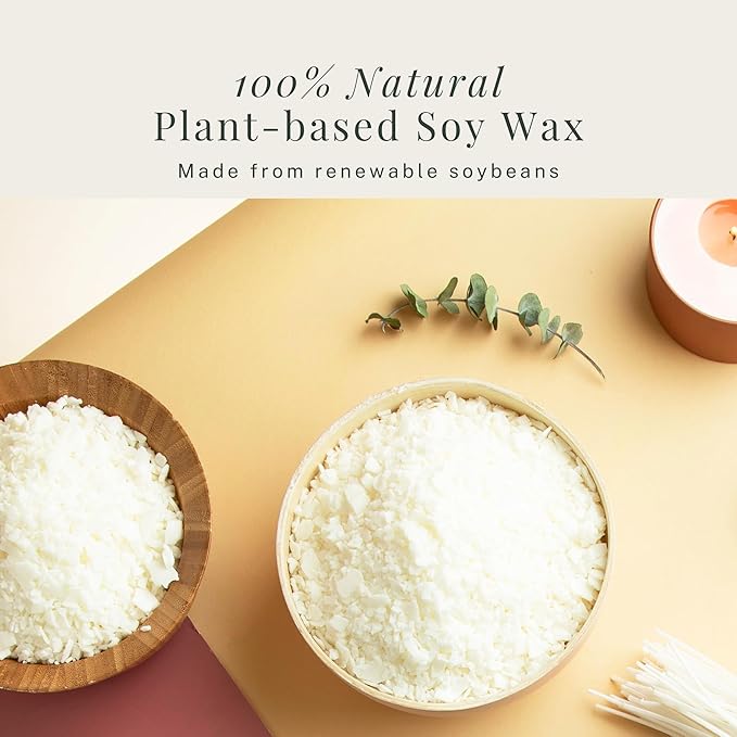 Hearth & Harbor Organic Soy Candle Wax for Candle Making, 12.4 oz Natural Candles Making Supplies, Beeswax-Free, Paraffin-Free, Pure Soy Wax Flakes Perfect for Candles, Tealights and Melts