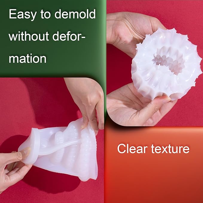 2pcs 3D Christmas Tree Silicone Candle Soap Epoxy Resin Wax Mold Silicone Shapes Christmas Trees Mold for Candle Resin Soap Craft Cake Chocolate Making Kit Christmas Gift (Christmas hat+Tree)