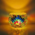 wpdash Romantic Turkish Mosaic Candle Holder Handmade Round Glass Decorative Tealight Holder for Living Room Ornament Kid' Bedroom Decoration DIY Handmade Craft Kit