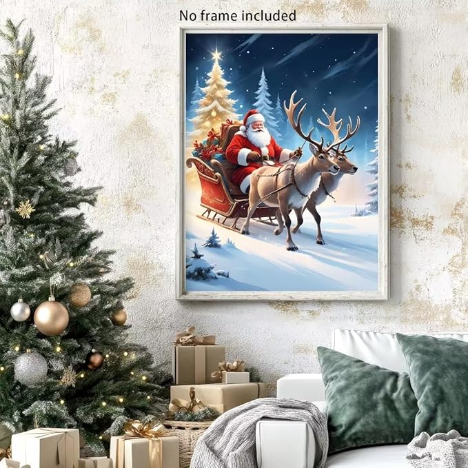 QZOTRXI Christmas Diamond Painting Kits,Santa Claus Elk Diamond Art Kit for Adults,5D Winter Paint with Diamond Full Drill for Home Wall Decor 20x24 Inch
