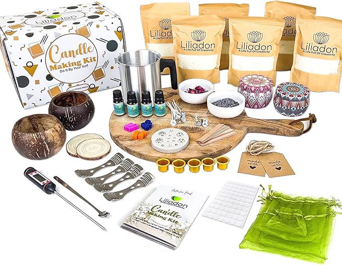 Liliadon Soy Candle Making Kit - Unique Gift Idea! All-Inclusive 17-Piece DIY Set
