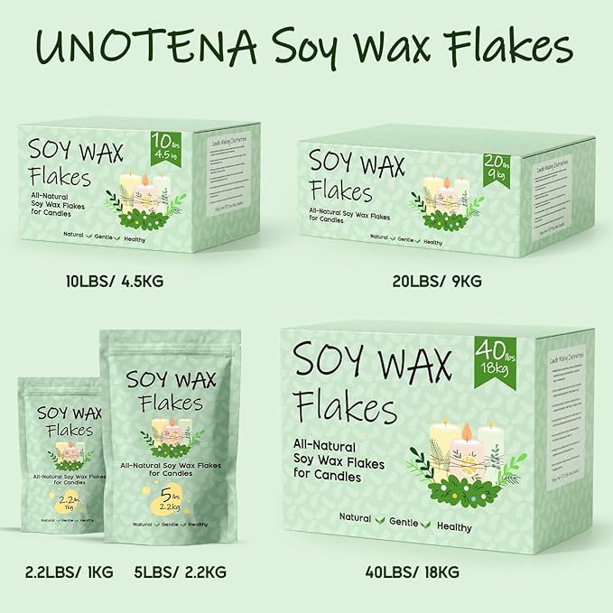 UNOTENA Soy Wax Flakes, Natural Candle Wax, Organic Soy Wax for Candle Making from Farm, No Additives, Harmless and Pure [ 20LBS ]