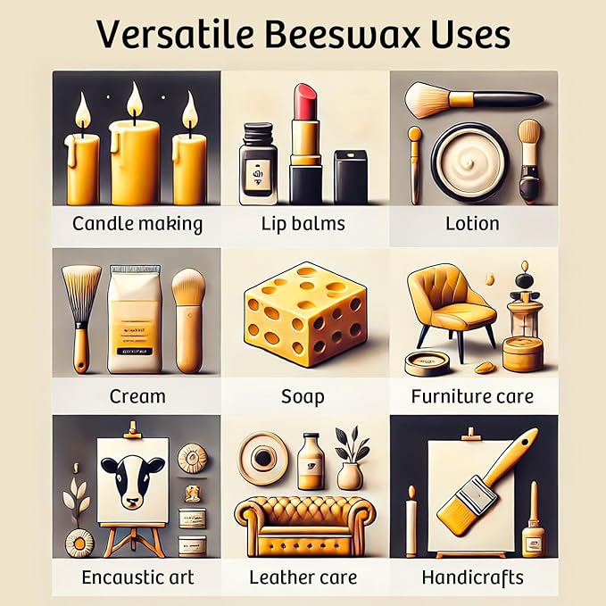 Beeswax Pellets for Candle Making – 5lb/10lb/20lb – Natural Beeswax for Candles, Lip Balms, and Skincare – White Beeswax for DIY Projects – Ideal for Beginners and Experts（10lb）