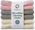 Solyra Oeko-Tex Certified Microfiber Cleaning Cloths – Non-Toxic, Safe for Family & Pets – 6 Pack Kitchen Rags for Counter – 12x12 in, Lint-Free, Absorbent Dish Towels, Dusting Cloths