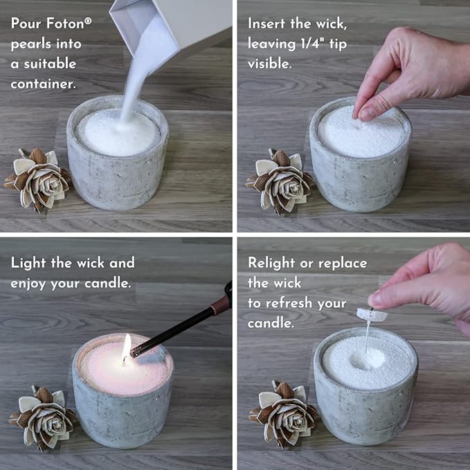 Foton Pearled Candle 9lb - Bulk Misty Monte Sandalwood Jasmine Scented Non Toxic Luxury Long Lasting Powder Candles - Refillable Candle Sand with 100 Wicks for Candle Making