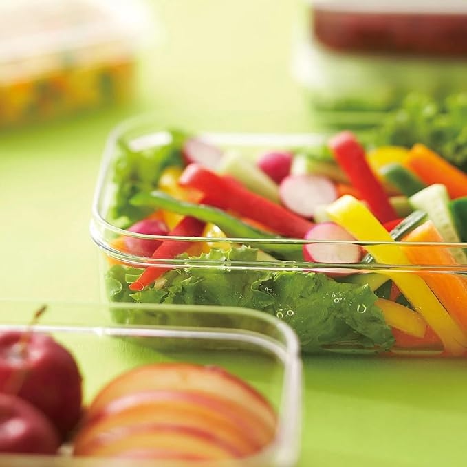 Lustroware Airtight Food Storage Container Set of 3, Micro Clear BPA Free Shatterproof Canister with Lid, Dishwasher Microwave Safe, Fridge Pantry Refrigerator Organizer, Made in Japan (2.3 qt, 74 oz)