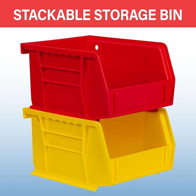 Akro-Mils 30210 AkroBins Plastic Storage Bins, Space-Saving Stackable Bins for Garage, Pantry, Craft Organization, 5" x 4" x 3", Clear, 24-Pack