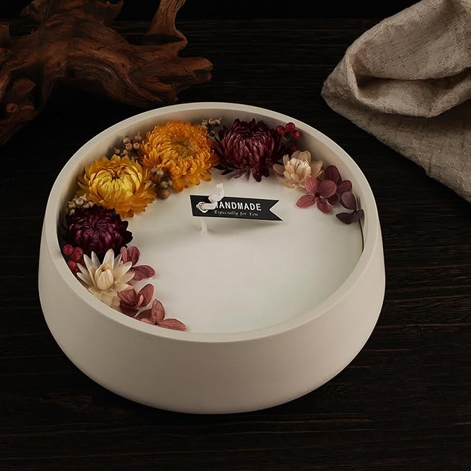Oval Candle Boat Jar Molds, Creative Silicone Vessels Pot Molds, Concrete Container Storage Tray Making Moulds for Storage Holder Jewelry Box Vase Aroma Cup (Round)
