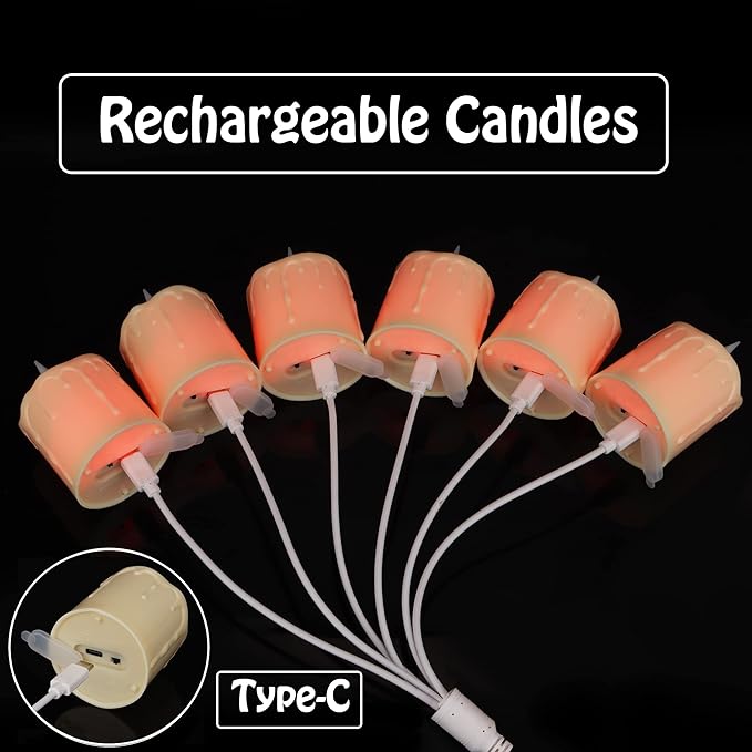 yunsheng Rechargeable Flameless Votive Candles with Remote Timer, D2 x H3 inches in/Outdoor Waterproof Flameless Flickering Electric Candles, 3D Wick Battery Operated LED Tea Lights, Set of 6, Ivory