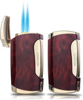 Metal Lighter Double Jet Flame Butane refillable Lighter Shipped Without Gas (2PCS Brown)