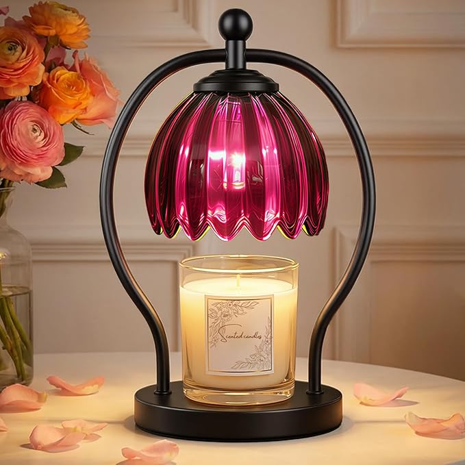 Candle Warmer Lamp, Dimmable Candle Warmer with Timer, Vintage Candles Wax Warmers for Jar Candles Christmas Birthday Gifts for Women Mom, New Home Decor for Bedroom Living Room, Purple Black