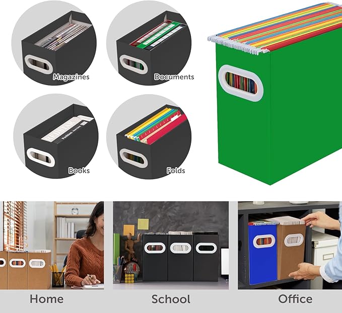 Hanging File Organizer, Cardboard File Folder Organizer for Letter Size, Desk Documents Storage Box, Portable File Folder Holder Boxes for Office, Home, School, Only Box.(2 Packs)