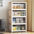 SAILUN 127Gal/508Qt Extra Large Stackable Storage Bins Folding Collapsible Storage Bins with a Lid, Closet Organizers Blush White 28" W x 17" D x 61" H