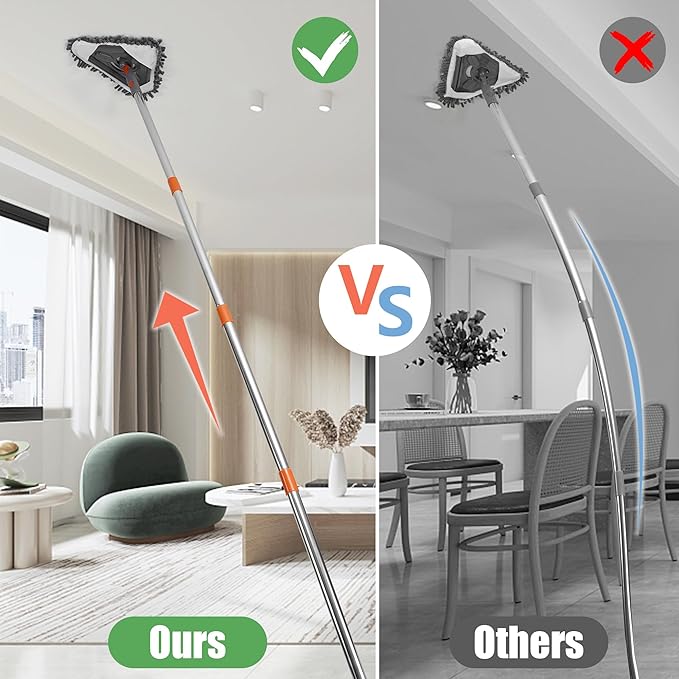 85" Wall Mop Cleaner with Long Handle and Stainless Steel Hook - 180° Rotating Wall Cleaner - Duster Tool for Walls, Multifunctional Scrapper, Ceiling, Windows and Floor with Extension Poles