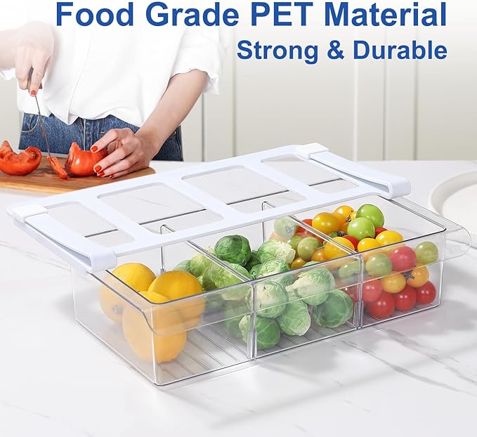 Pull-Out Fridge Drawer Organizer - Under Shelf Storage Bins for Cheese Slices, Deli Meat & Small Items - Space Saving Refrigerator Organizer (2" Height x 8.66" Width)