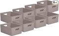 Superio Decorative Plastic Basket Open Home Storage Bins Organizer Baskets, Large Taupe (8 Pack) Container Boxes for Organizing Closet Storage Bins for Shelves Drawer Shelf, 15 Liter