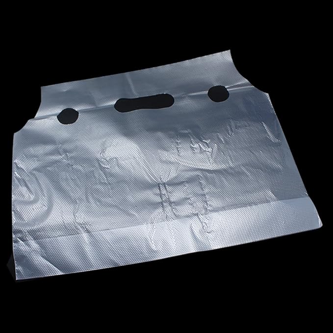 FERENLI 500PCS Clear Handle Drink Drinking Plastic Packaging Bags for Shops Stores Dining Hall Portable Beverage Milk Juice Water Carrier Containers Hanging Hole Liquid Pouches 12.2x10.2 inch