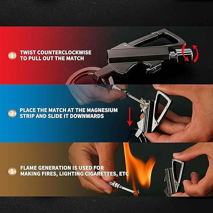 Permanent Match Infinity Lighter, Keychain Lighter with Multitool Keychain Bottle Opener