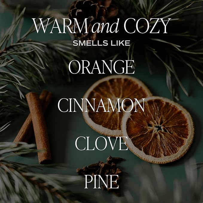 Sweet Water Decor Warm and Cozy Candle - Orange Peel, Cinnamon, Ginger and Clove Soy Winter Scented Candles for Home - 9oz Clear Jar + Gold Lid, 40+ Hour Burn Time, Made in The USA