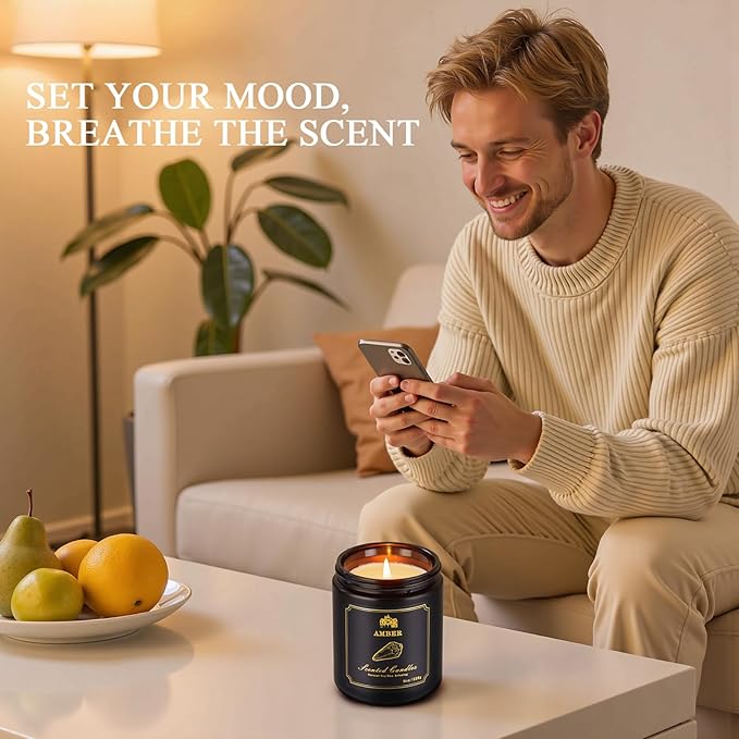Scented Candles for Men, 4-Pack Candles for Home Scented,Candle Set Scented Candles for Home The Masculine Men Candle Perfect for Boyfriend Father Aromatherapy Gift