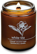 Hemlock Park Crackling Wood Wick Candle Handcrafted with Natural Coconut Wax (Standard 8 oz, White Tea)