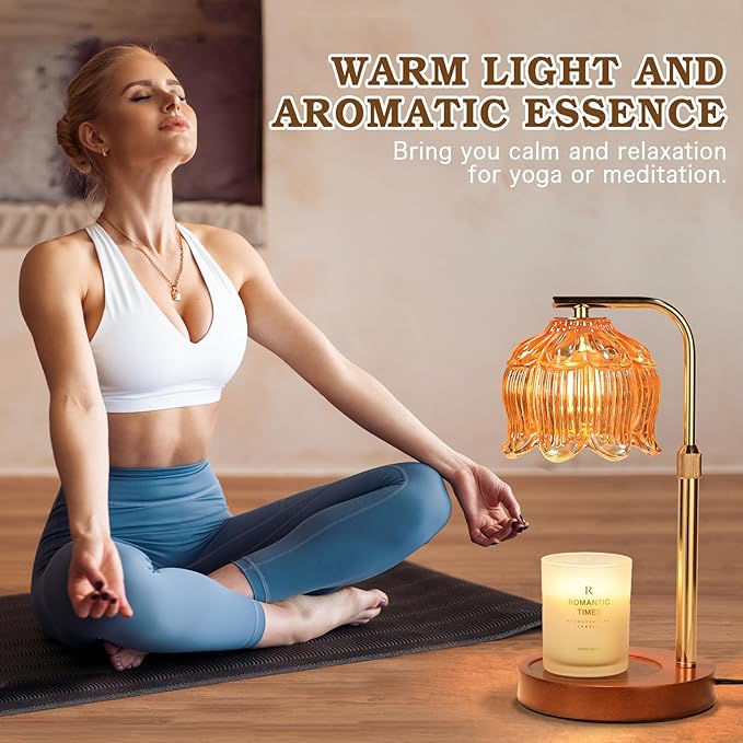 Funistree Candle Warmer Lamp for Yankee Candles, Height Adjustable Candle Heater Lamps with Timer, Christmas Birthday Gifts for Women Mom, House Warming New Home Room Decor, with 2 Bulbs