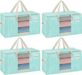 VENO 4 Pack Heavy Duty Moving Bags, Clothes and Comforter Storage Bags with Clear Window, College Dorm Essentials Packing Supplies, Foldable Boxes Alternative (Evergreen, 4 Pack)