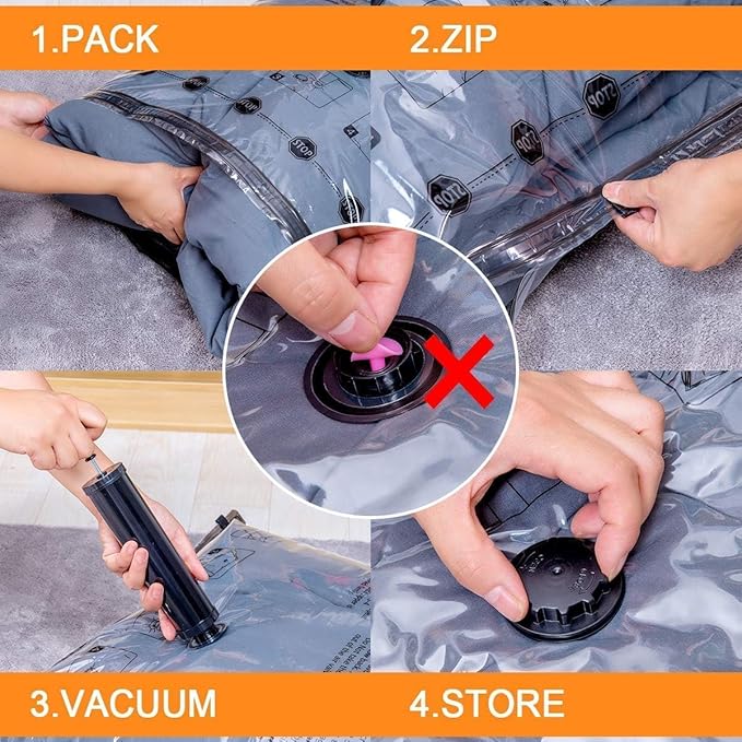 GONGSHI Vacuum Storage Bags, Space Saver Bags for Clothing,Blankets,Comforters, Pillows, Clothes,Travel,28 Combo-EPUMP