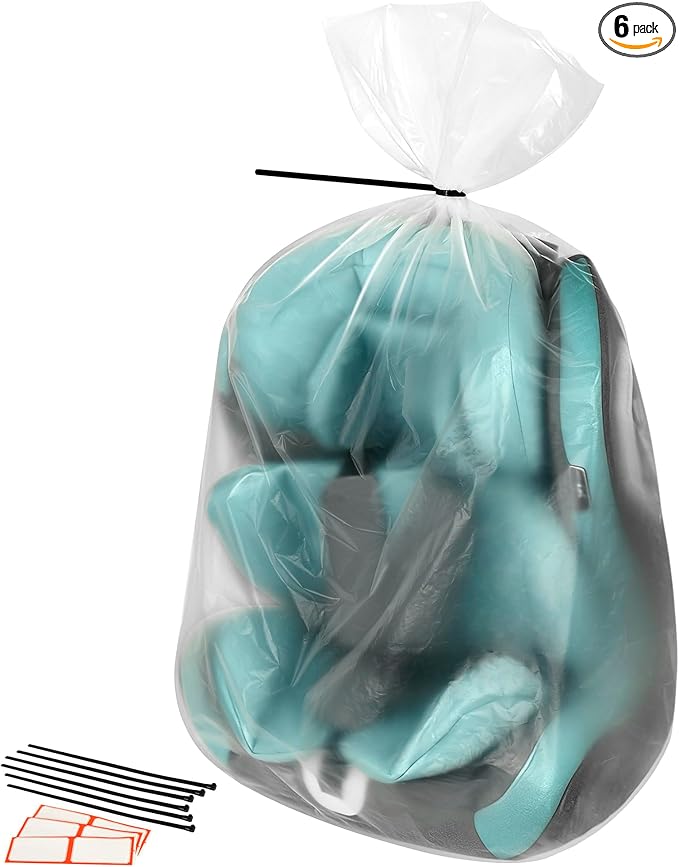 Storage Standard Large Clear Plastic Bags for Storage 6-Pack - Waterproof Extra Large Plastic Bags with Zip Ties, Heavy-Duty Cover for Pillows, Comforters, Chair Cushions & Textiles - 36 x 50 Inches