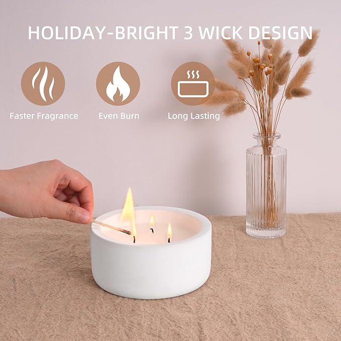 Viyffo 20oz Large White Scented Candle for Women – Vanilla Dreamscape, 3 Wick Non Toxic Soy Candle, Matte Ceramic Jar, Luxury Home Fragrance, Elegant Spring Décor & Premium Gift