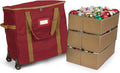Covermates Keepsakes Rolling Adjustable Ornament Storage Bag – Heavy-Duty Polyester, FlexGrid Trays & Padded Dividers – Protective Holiday Organizer with Wheels, Handles & ID Window, Red