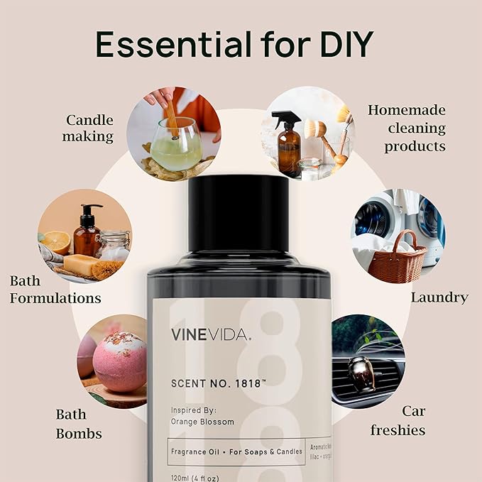 VINEVIDA [16oz] French Lime Blossom Fragrance Oil for Candle Making - Natural Candle Oil Scents - Soap Making Essential Oil - Made in USA
