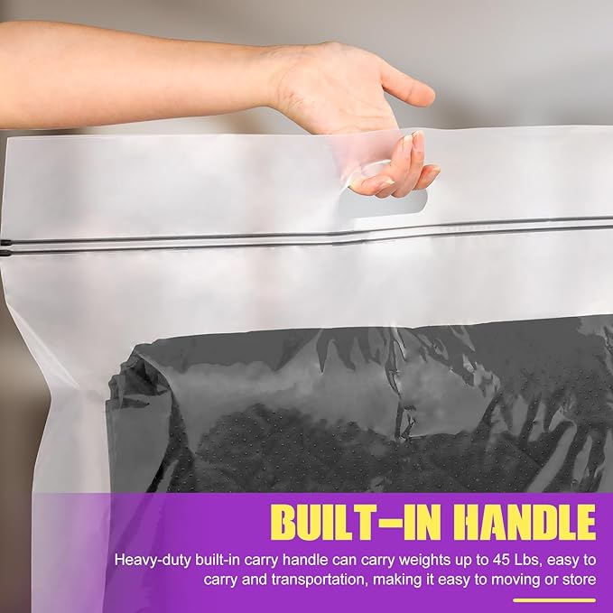 FURWEY 25 Gallon Extra Large Storage Bags 35”x 24”Resealable Clear Bags with Handle 4 Mil Thick Heavy Duty Big Bag for Clothes Pillow Travel Moving,Bedding,Shoes and Toys Storage, Pack of 6