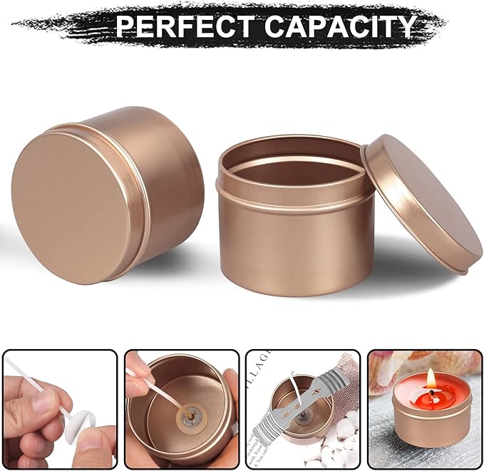 DINGPAI Candle Tin 18 Pcs, 4oz Candle Containers, Candle Jars for DIY Candle Making, Light Gold Color, Arts & Crafts, Storage and Holiday Gifts