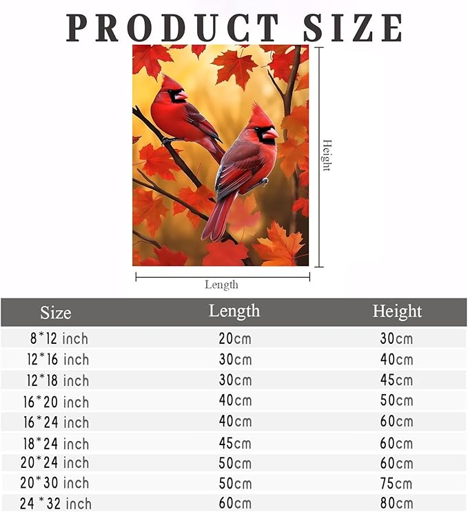 GUAIEUW DIY Diamond Painting Kit - Season Theme, 5D Full Round Diamond Autumn Red Birds Diamond Painting Art for Beginners, Room Wall Decor, Personalised Gift for Lover 20x30 Inch