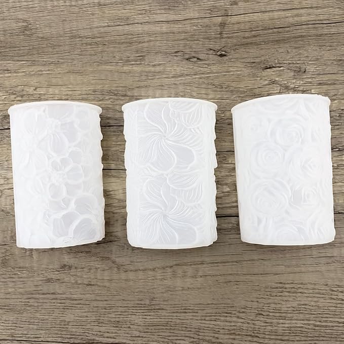 3pcs Flower Cylinder Candle Silicone Molds for Candle Making Soaps Light Resin Clay Home Decoration Crafts DIY (Style -1)