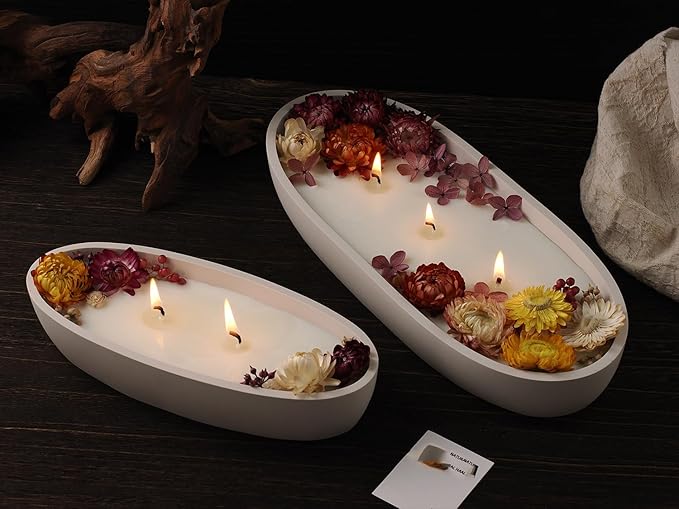Oval Candle Boat Jar Molds, Creative Silicone Vessels Pot Molds, Concrete Container Storage Tray Making Moulds for Storage Holder Jewelry Box Vase Aroma Cup (L)