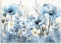 Soft Blue Watercolor Wildflowers Bouquet Paint by Numbers for Adults, Minimalist Floral DIY Painting Kit, Elegant Home Decor 24 Colors 16x20 inch Framed