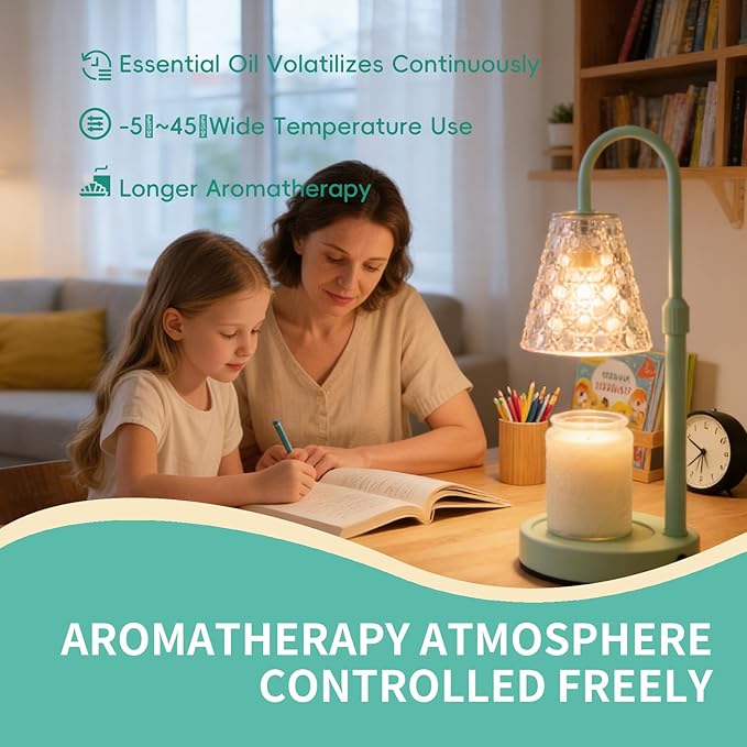 Candle Warmer Lamp Green with Timer Dimmable, Birthday Gifts for Women Mom, House Warming Gifts New Home Decor, Wax Melt Warmer for Jar Candles with 2 Bulbs