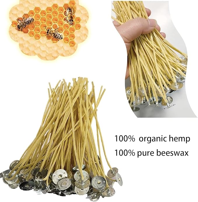50 PCS 6 inch Hemp Candle Wicks Kit - 2.5mm Natural Wicks for DIY Beeswax & Butter Candle Making
