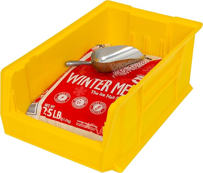 Akro-Mils 30281 Super-Size AkroBins Plastic Storage Bins, Space-Saving Stackable Bins for Garage, Classroom, Warehouse Organization, 20" L x 12" W x 8" H, Yellow, 3-Pack