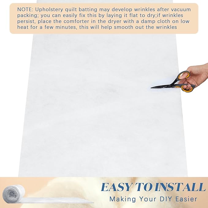 Peryiter 2 Roll Upholstery Quilt Batting 24 Inch x 5 Yard x 0.4 Inch Polyester Batting Multipurpose Fiberfill Stuffing Fabric for Cushion Pillows Bedspreads Interior Decoration Crafts