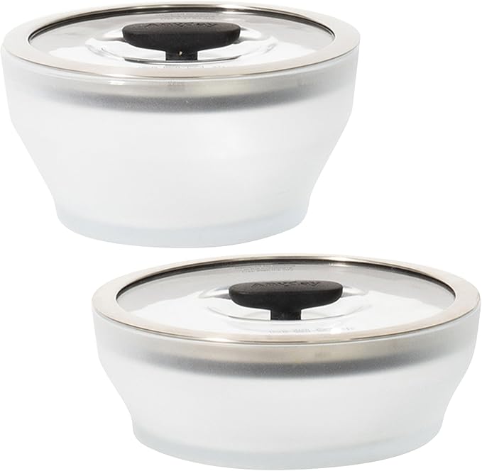 Anyday 4-Pc Microwave Cookware & Glass Food Storage Set with Glass Lids | Medium Plastic-Free Containers | Stackable Steamer with Vented Lid for Microwave-Safe Reheating & Steaming Vegetables, Rice